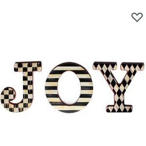 Mackenzie Childs Courtly Check Christmas Holiday Large JOY Sign Wall Mantle